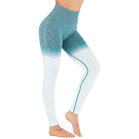RUNNING GIRL Ombre Seamless Gym Leggings Power Stretch High Waisted Yoga Pants Running Workout Leggings 